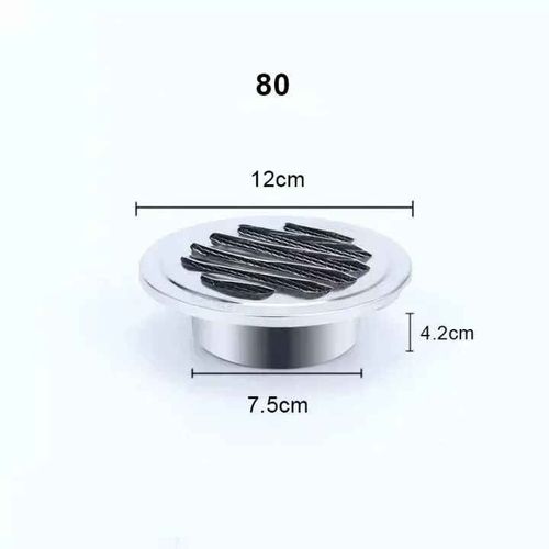 Grille d'aération murale en acier inoxydable 201,grilles de ventilation rondes extérieures,capot de conduit de ventilation,capuchon d'aération durable,75mm - Type 80MM