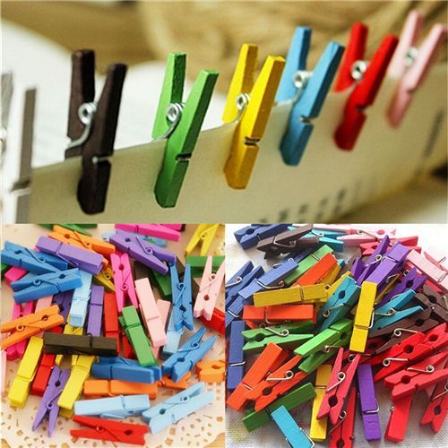 Mini pinces à linge pour Photo, 50 pièces, pinces artisanales en bois de couleur pour suspendre les vêtements, pinces à linge pour cartes de Message 30mm