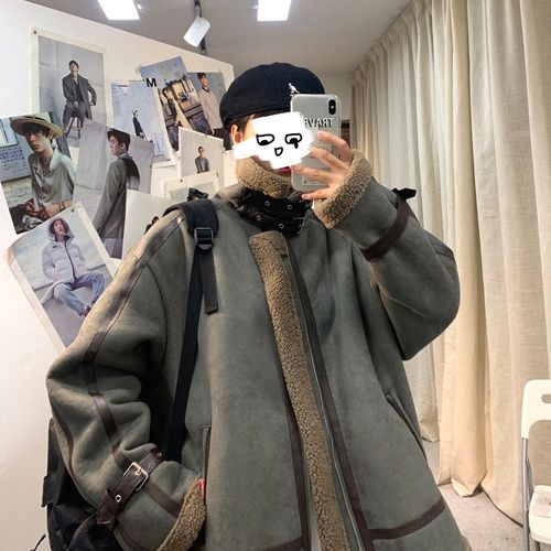 Veste En Laine D'agneau D'hiver Pour Hommes Version Coréenne A La Mode Lâche All-Match Plus Vetements En Coton Épaissi En Velours De Style Frit Street Ins Tide