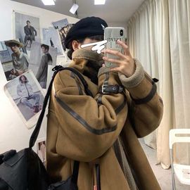 Veste En Laine D'agneau D'hiver Pour Hommes Version Coréenne A La Mode Lâche All-Match Plus Vetements En Coton Épaissi En Velours De Style Frit Street Ins Tide