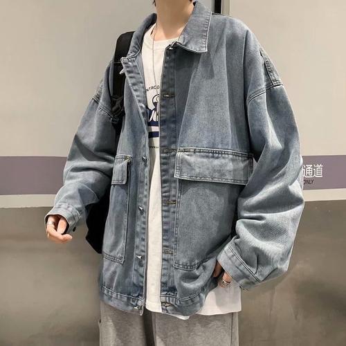 Harajuku Style Couple Veste En Jean Garçons Printemps Et Automne Version Coréenne Lâche All-Match Top Tendance Ulzzang Veste Femme