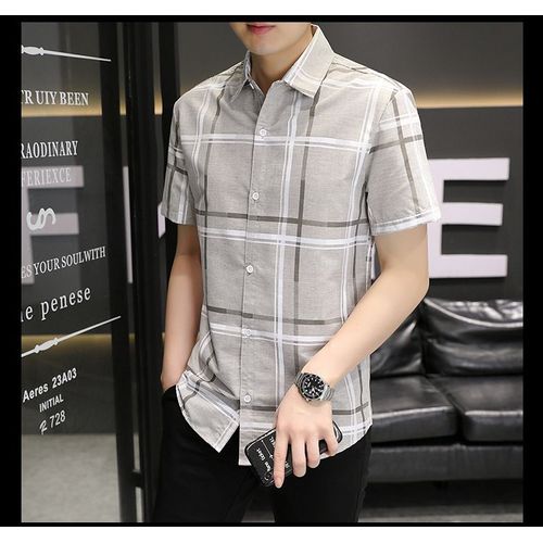 Chemise A Manches Courtes Pour Hommes D'été Style Coréen Mince A La Mode Belle Chemise Pour Hommes Rayé Décontracté Affaires Chemise A Manches Mi-Longues