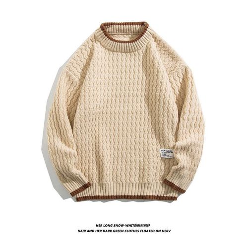 Nouveau Printemps Et Automne Pull Hommes Hiver Simple Couleur Unie Plus Velours Épais Laine Pull