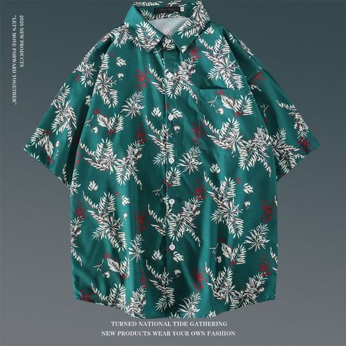Été Vintage Floral Ample Chemise A Manches Courtes Mâle Ins Japonais Style Hawaien Couple Fleur Chemise De Plage