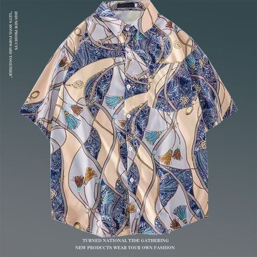 Été Vintage Floral Ample Chemise A Manches Courtes Mâle Ins Japonais Style Hawaien Couple Fleur Chemise De Plage