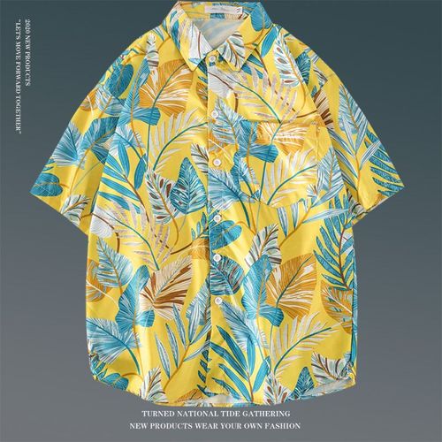 Été Vintage Floral Ample Chemise A Manches Courtes Mâle Ins Japonais Style Hawaien Couple Fleur Chemise De Plage