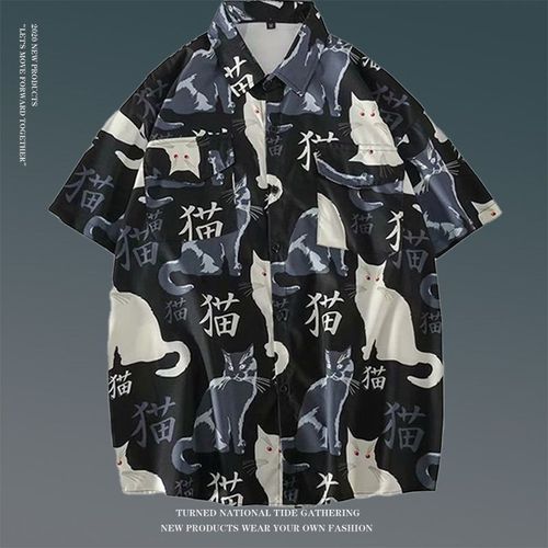 Été Vintage Floral Ample Chemise A Manches Courtes Mâle Ins Japonais Style Hawaien Couple Fleur Chemise De Plage