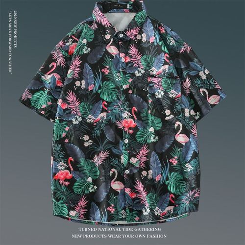 Été Vintage Floral Ample Chemise A Manches Courtes Mâle Ins Japonais Style Hawaien Couple Fleur Chemise De Plage