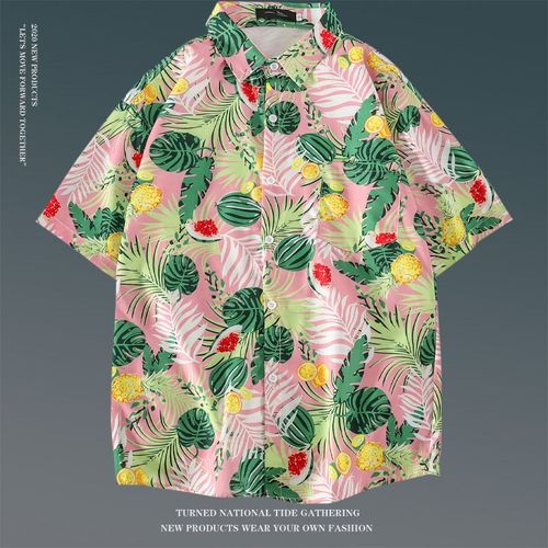 Été Vintage Floral Ample Chemise A Manches Courtes Mâle Ins Japonais Style Hawaien Couple Fleur Chemise De Plage