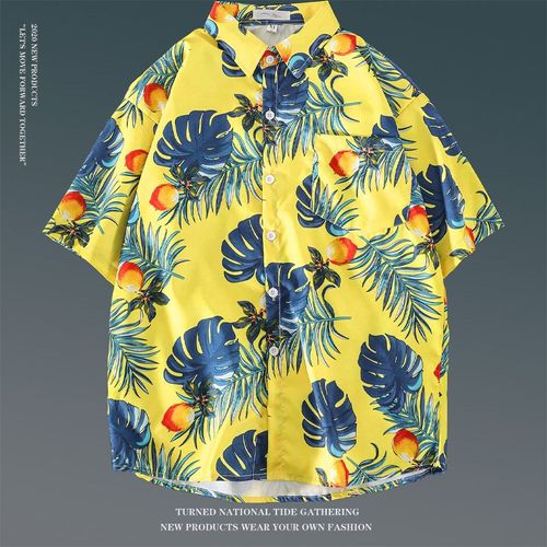 Été Vintage Floral Ample Chemise A Manches Courtes Mâle Ins Japonais Style Hawaien Couple Fleur Chemise De Plage