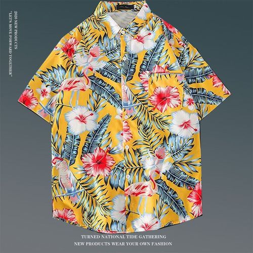 Été Vintage Floral Ample Chemise A Manches Courtes Mâle Ins Japonais Style Hawaien Couple Fleur Chemise De Plage