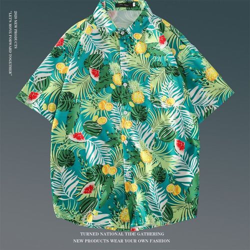 Été Vintage Floral Ample Chemise A Manches Courtes Mâle Ins Japonais Style Hawaien Couple Fleur Chemise De Plage
