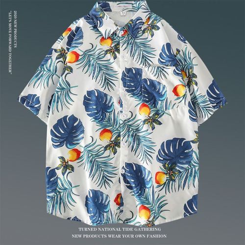 Été Vintage Floral Ample Chemise A Manches Courtes Mâle Ins Japonais Style Hawaien Couple Fleur Chemise De Plage