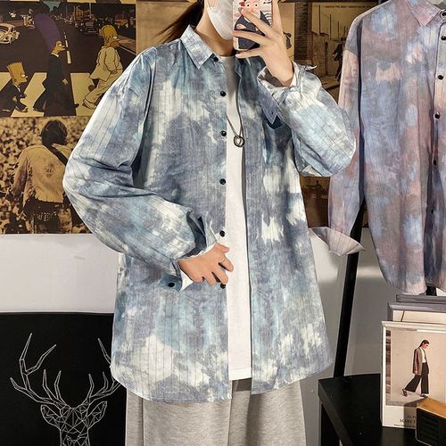 Chemise A Fleurs Japonaise Pour Hommes De Style Rétro Ample Chemise A Manches Longues All-Match Ruffian Beau Coréen A La Mode Casual Couple Veste