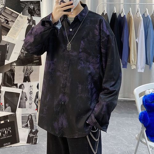 Chemise A Fleurs Japonaise Pour Hommes De Style Rétro Ample Chemise A Manches Longues All-Match Ruffian Beau Coréen A La Mode Casual Couple Veste