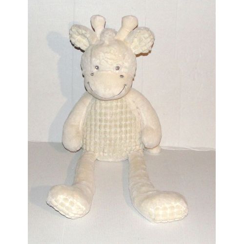 Doudou Girafe Beige Crême Cotelé Tex Baby Peluche 49 Cm