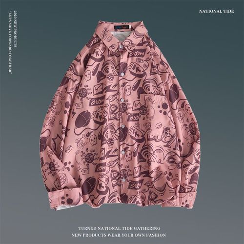 Été Et Automne Vent Fleur Chemise Hommes Et Femmes Section Mince Lâche Creme Solaire Chemise A Manches Longues Rétro Top Coat