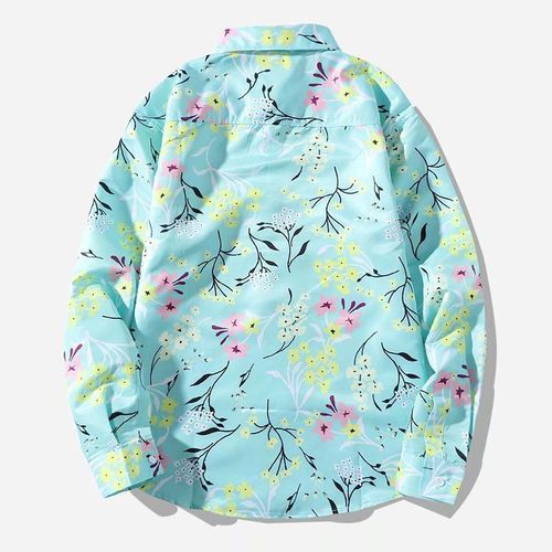 Commerce Extérieur Chemise Décontractée A Manches Longues Pour Hommes Asie Du Sud-Est Lâche Revers Chemise Pour Hommes Printemps Et Automne Nouveau Motif Tendance