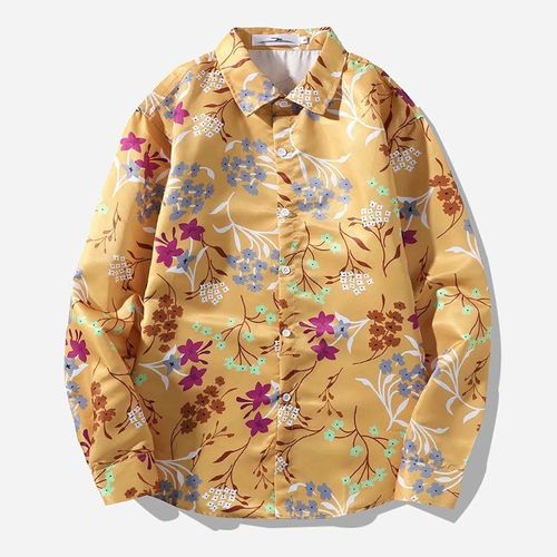 Commerce Extérieur Chemise Décontractée A Manches Longues Pour Hommes Asie Du Sud-Est Lâche Revers Chemise Pour Hommes Printemps Et Automne Nouveau Motif Tendance