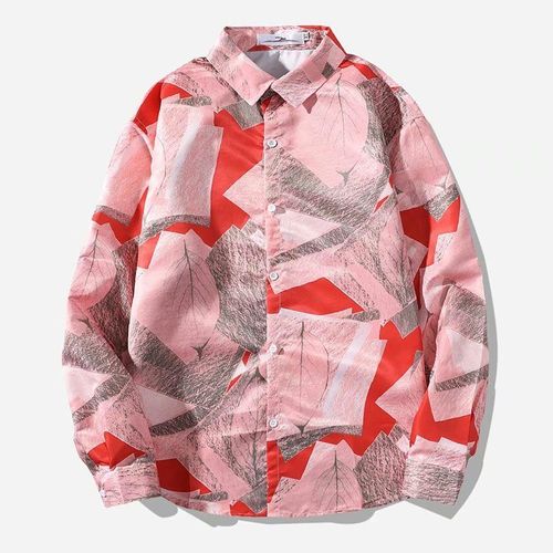 Commerce Extérieur Chemise Décontractée A Manches Longues Pour Hommes Asie Du Sud-Est Lâche Revers Chemise Pour Hommes Printemps Et Automne Nouveau Motif Tendance
