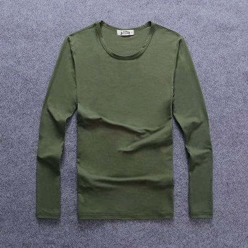 T-Shirt A Manches Longues Pour Hommes En Soie De Lait, Plus La Graisse, Plus La Taille Chemise A Fond Mince Automne Section Mince T-Shirt A Col En V A La Mode Couleur Unie