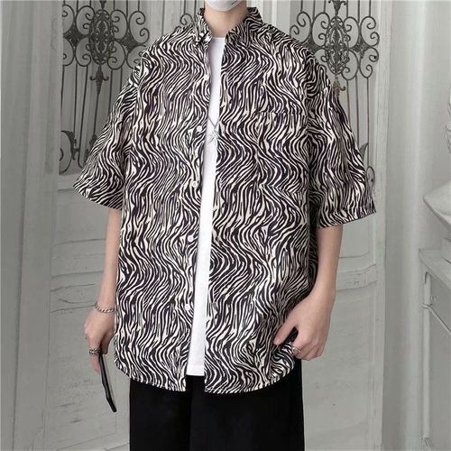 Style Rétro Ulzzang Chemise A Fleurs A Manches Courtes Mâle Style Harajuku Lâche Ins Chemise Plage Couple Protection Solaire Vetements Marée