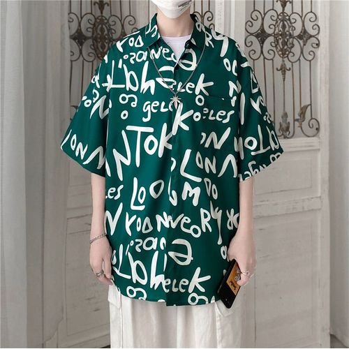 Été Japonais Style Demi-Manches Courtes Fleur Chemise Hommes Hawaien Lâche Ins Tendance Plage Bord De Mer Vacances Chemise