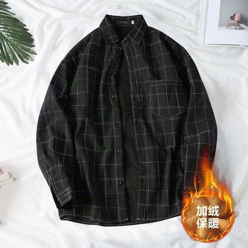 Chemise Chaude Pour Hommes Automne Et Hiver A Carreaux Plus Chemise Épaisse En Velours A Manches Longues Style Veste Décontractée Pour Jeunes