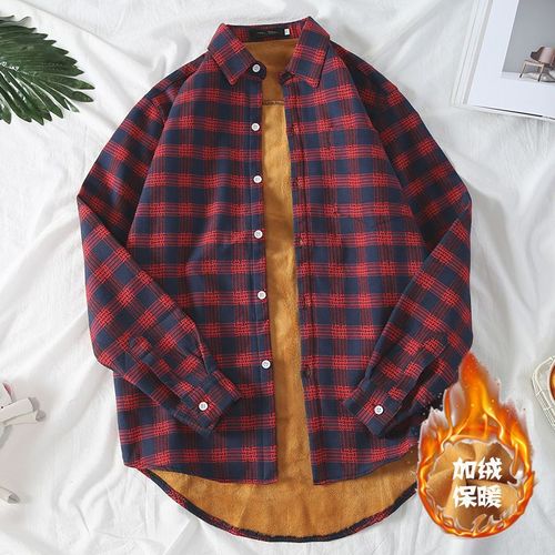 Chemise Chaude Pour Hommes Automne Et Hiver A Carreaux Plus Chemise Épaisse En Velours A Manches Longues Style Veste Décontractée Pour Jeunes