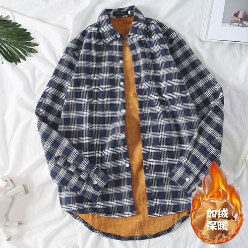 Chemise Chaude Pour Hommes Automne Et Hiver A Carreaux Plus Chemise Épaisse En Velours A Manches Longues Style Veste Décontractée Pour Jeunes