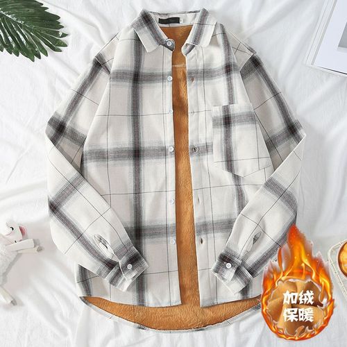 Chemise Chaude Pour Hommes Automne Et Hiver A Carreaux Plus Chemise Épaisse En Velours A Manches Longues Style Veste Décontractée Pour Jeunes