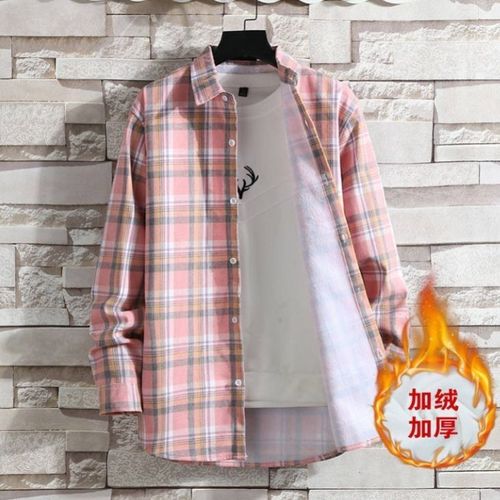 Chemise Chaude Pour Hommes Automne Et Hiver A Carreaux Plus Chemise Épaisse En Velours A Manches Longues Style Veste Décontractée Pour Jeunes