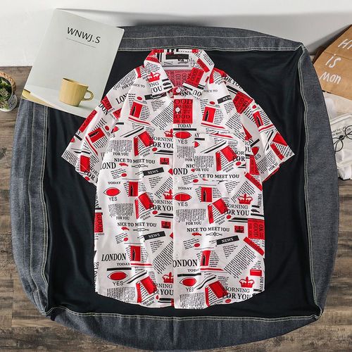 Chemise A Fleurs Chemise Blanche A Manches Courtes Pour Hommes Style Coréen A La Mode Beau Été Décontracté Section Mince Hawaien Ruffian Beau Demi-Manches Lâche