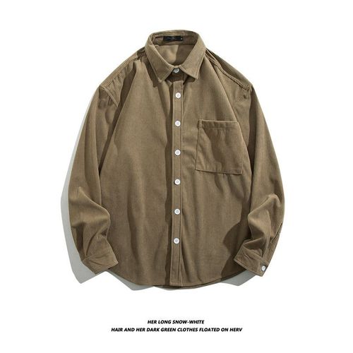 Velours Côtelé Rétro A Manches Longues Chemise Hommes Style Coréen A La Mode Belle Chemise Printemps Et Automne Lâche All-Match Manteau Veste