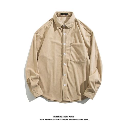Velours Côtelé Rétro A Manches Longues Chemise Hommes Style Coréen A La Mode Belle Chemise Printemps Et Automne Lâche All-Match Manteau Veste