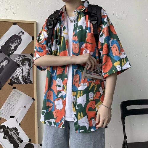Chemise A Fleurs Hawaiennes Chemise Pour Hommes D'été Pour Hommes A Manches Courtes Saveur De Rétro Hommes Et Femmes En Coton Demi-Manches Lâches Quelques Hauts