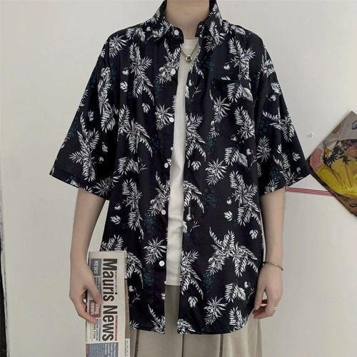 Chemise A Fleurs Hawaiennes Chemise Pour Hommes D'été Pour Hommes A Manches Courtes Saveur De Rétro Hommes Et Femmes En Coton Demi-Manches Lâches Quelques Hauts