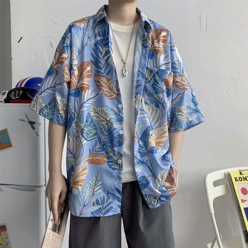Chemise A Fleurs Hawaiennes Chemise Pour Hommes D'été Pour Hommes A Manches Courtes Saveur De Rétro Hommes Et Femmes En Coton Demi-Manches Lâches Quelques Hauts