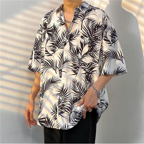 Klein Bleu Chemise A Manches Courtes Hommes Lâche Demi-Manches Été Ins Design Haut De Gamme A La Mode Sens Niche Ruffian Belle Chemise 12
