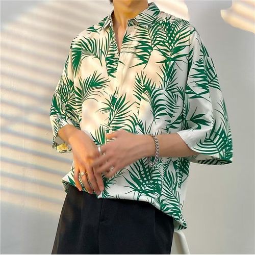 Klein Bleu Chemise A Manches Courtes Hommes Lâche Demi-Manches Été Ins Design Haut De Gamme A La Mode Sens Niche Ruffian Belle Chemise 12
