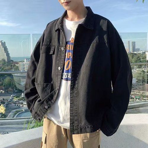 Ins Japonais Marque A La Mode Outillage Veste En Jean Hommes Printemps Et Automne Lâche Tendance Hauts Version Coréenne Couples Manteau Tout Match
