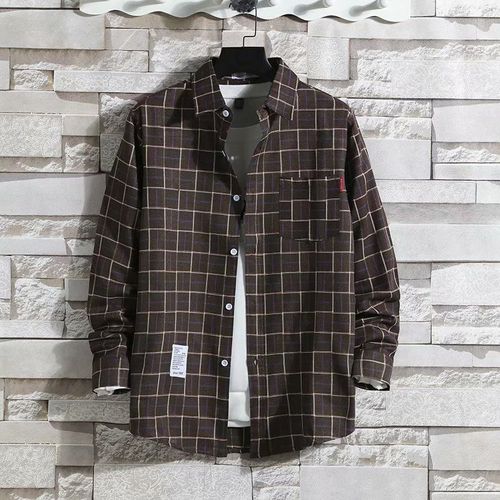 Chemise A Carreaux Hommes A Manches Longues Style Coréen Ample A La Mode Beau Manteau Grande Taille Printemps Et Été Nouvelle Chemise Pour Hommes