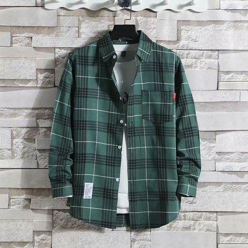 Chemise A Carreaux Hommes A Manches Longues Style Coréen Ample A La Mode Beau Manteau Grande Taille Printemps Et Été Nouvelle Chemise Pour Hommes