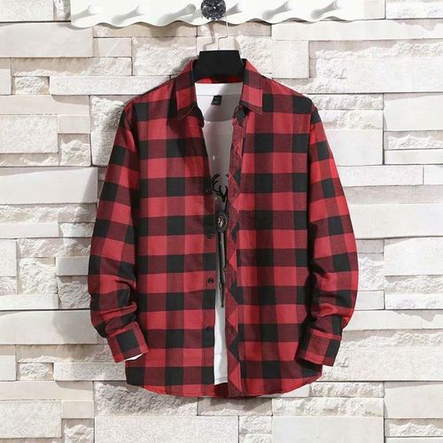 Chemise A Carreaux Hommes A Manches Longues Style Coréen Ample A La Mode Beau Manteau Grande Taille Printemps Et Été Nouvelle Chemise Pour Hommes