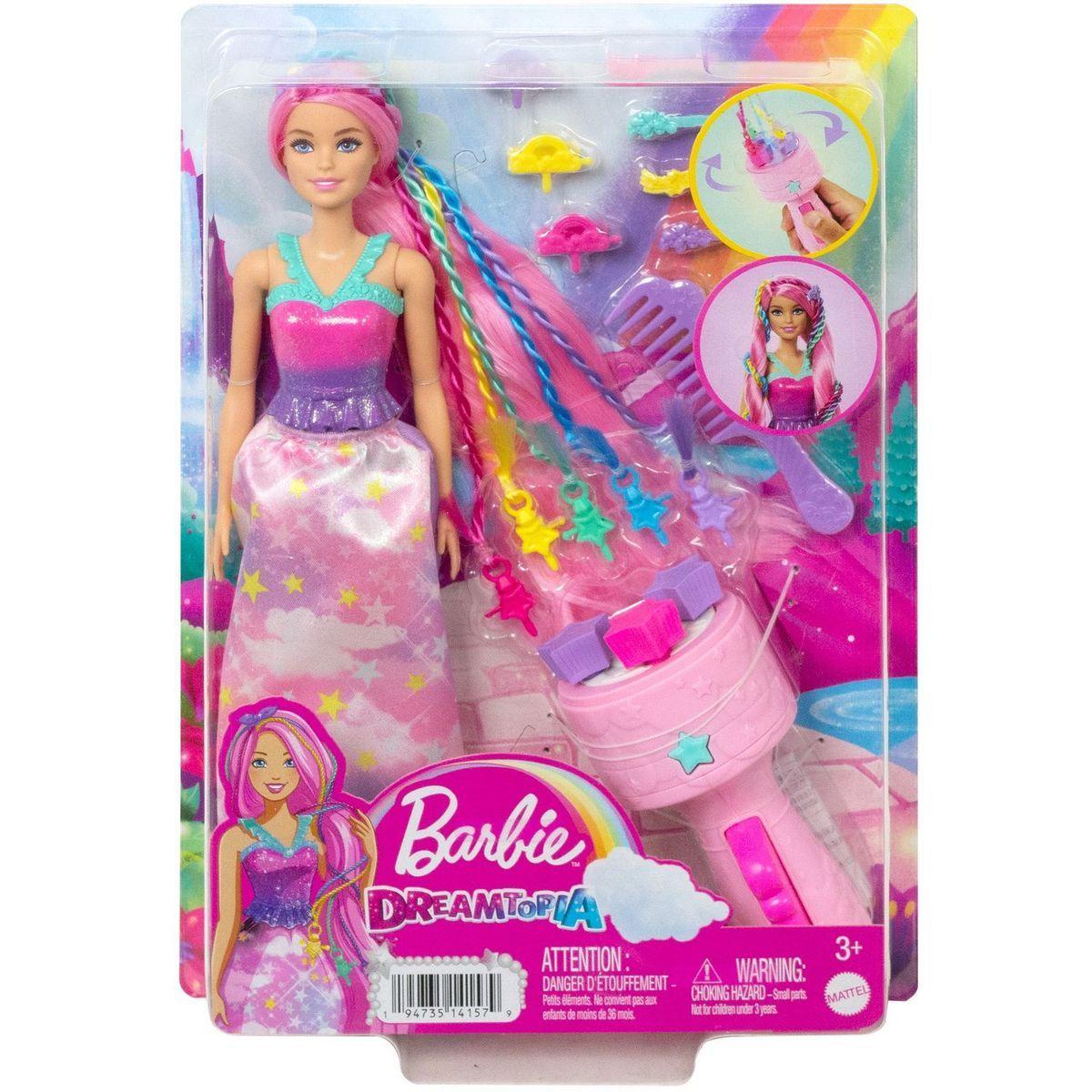 Poupée Barbie Princesse Tresses Magiques Dreamtopia - Robe nuages et  étoiles