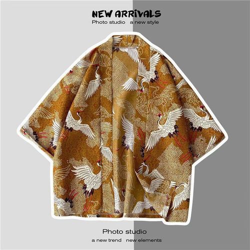 Robe De Style Chinois Manteau De Protection Solaire Manches Trois-Quarts Style De Couple Style Japonais Costume Tang Kimono Pour Hommes Section Mince Lâche