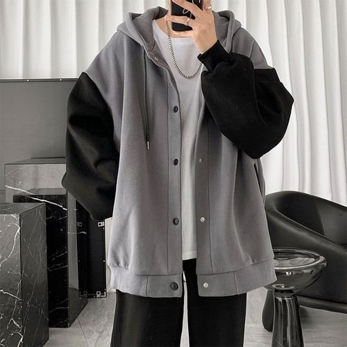 Style All-Match Cardigan Veste Hommes Automne Nouvelle Version Coréenne Tendance Couture Lâche Pull A Capuche Couple Tenue