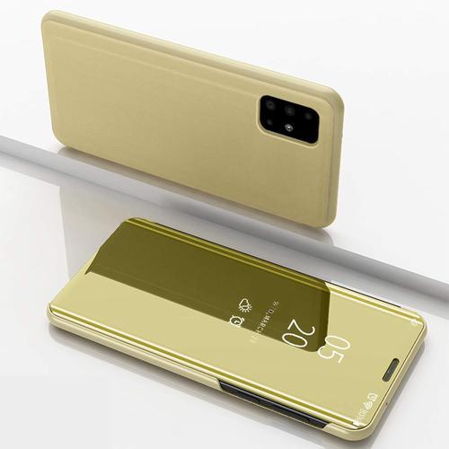 Couverture De Miroir Coque Pour Samsung Galaxy A71 Smart Mirror Cover Étui En Cuir Flip Miroir Case Cuir Etui Pour Samsung Galaxy A71 Or