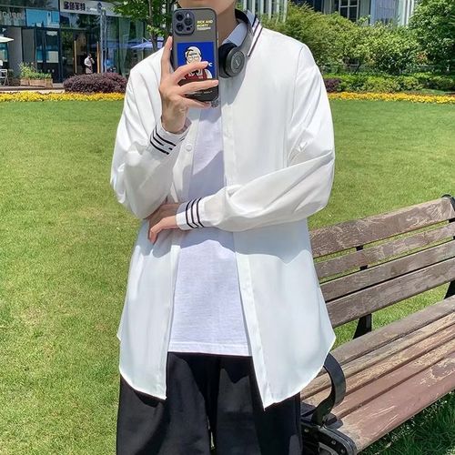 Printemps Et Automne Chemise Hommes Ins Ruffian Beau Manteau Haut De Gamme A Manches Longues Tendance Version Coréenne De La Marque A La Mode Esprit Gars Nouveaux Vetements Pouces