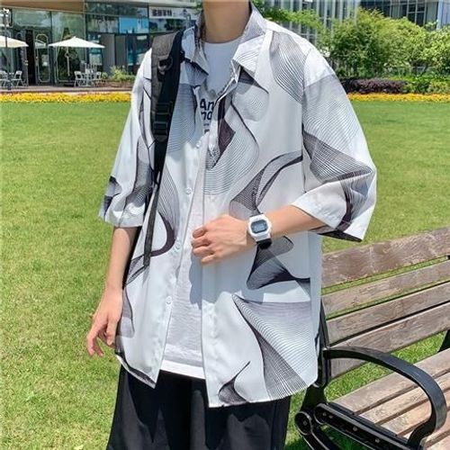 Chemise A Manches Courtes Garçons Ins Style Belle Chemise De Marque A La Mode Nouvelle Chemise A Fleurs A Manches Cinq-Quarts Lâche Super Fée